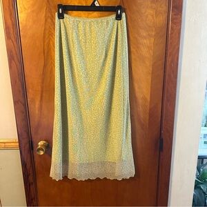 American Eagle Outfitters green with white flowers  Maxi Skirt